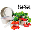 Jogo Potes de Alumínio Com Tampa -Aço Inoxidável (5un)