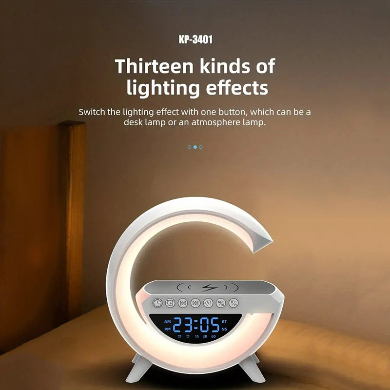 Luminária Bluetooth Inteligente Estilo Quente RGB Luz Carregador - Sem Fio Data/Hora/Mês G-speaker Smart Station