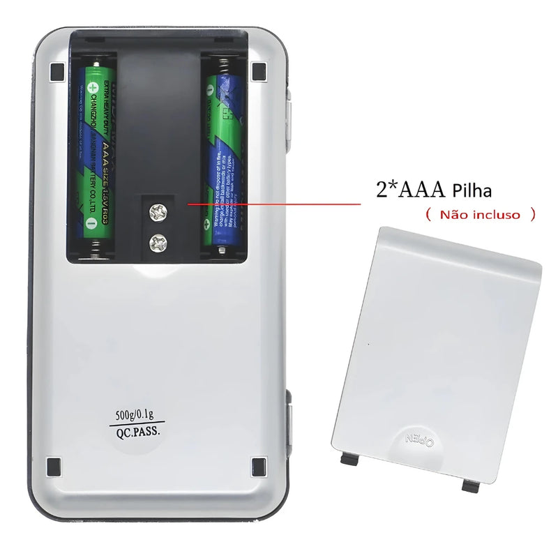 Balança Digital de Bolso Alta Precisão 0.1g a 500g