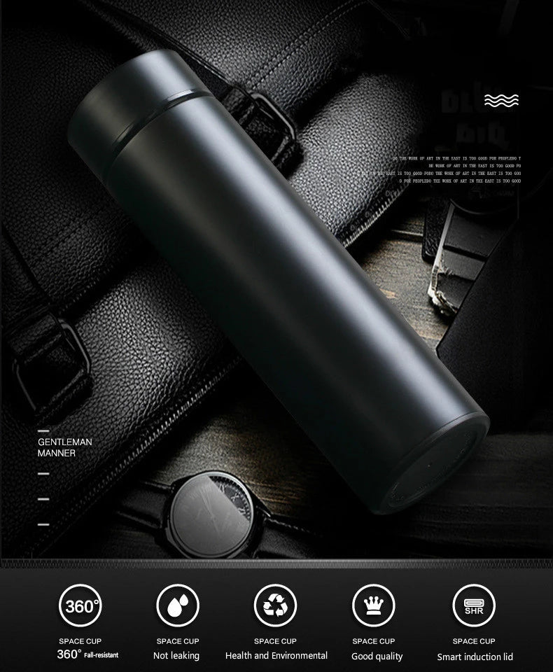 Garrafa Térmica 500ML Com Led Inox - Display Digital