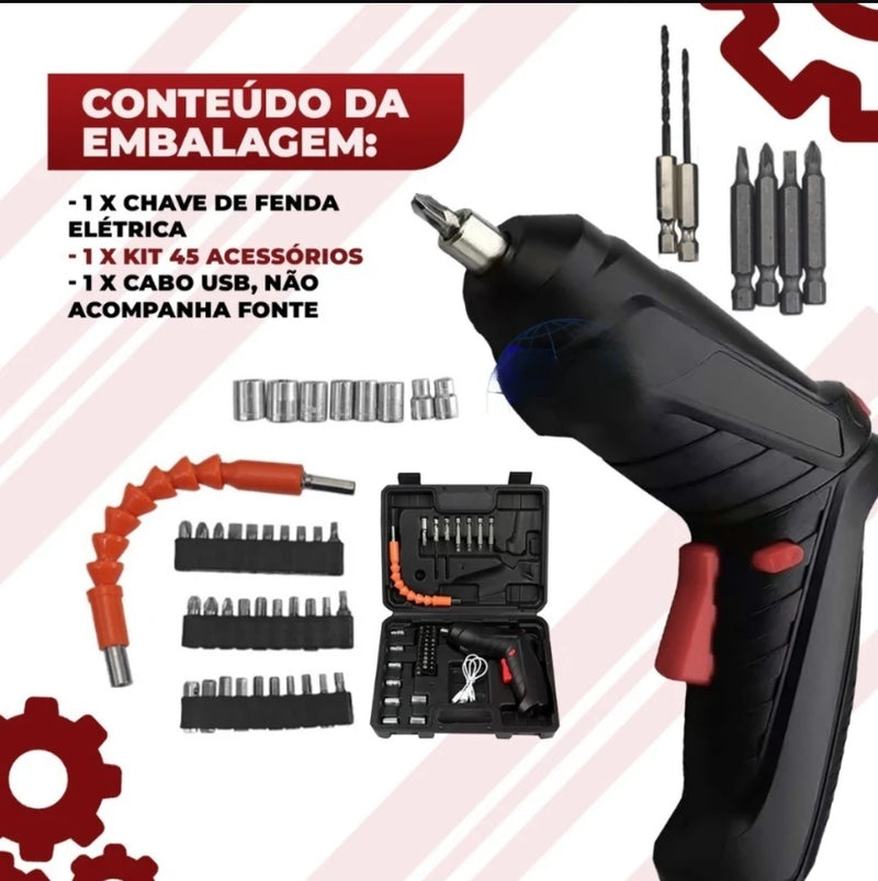 Parafusadeira Carregador de Bateria USB (Posição Dupla) 360°c -48peças