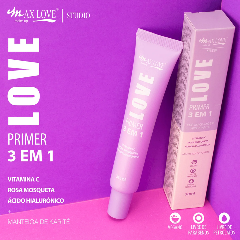 Primer e Hidratante Facial 3 em 1 - Max Love