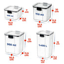 Kit Potes Empilháveis BPA Free com Trava Lateral - (4 Peças)