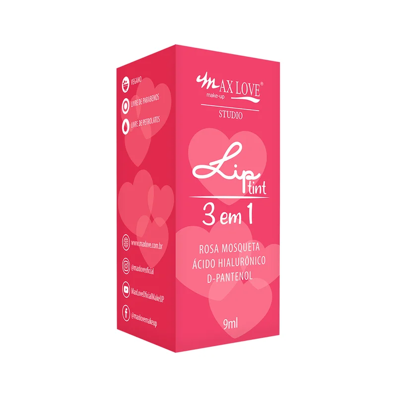 Lip Tint 3 em 1 Max Love com Ácido Hialurônico, Rosehip e D-Pantenol 9ml