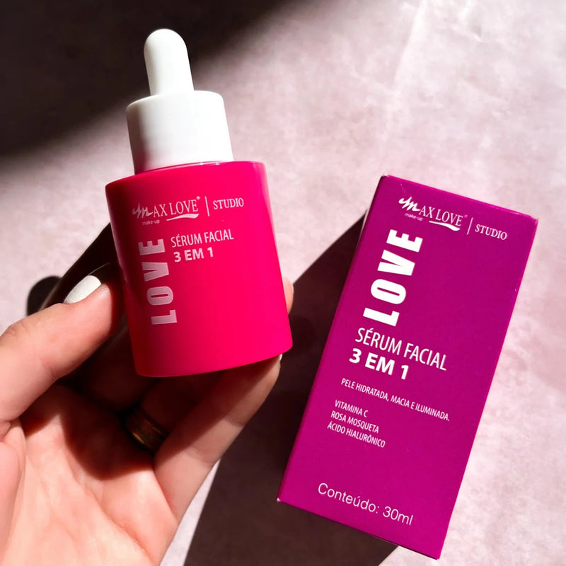 Sérum Facial com Vitamina C e Ácido Hialurônico 30ml - 3 em 1 -Max Love