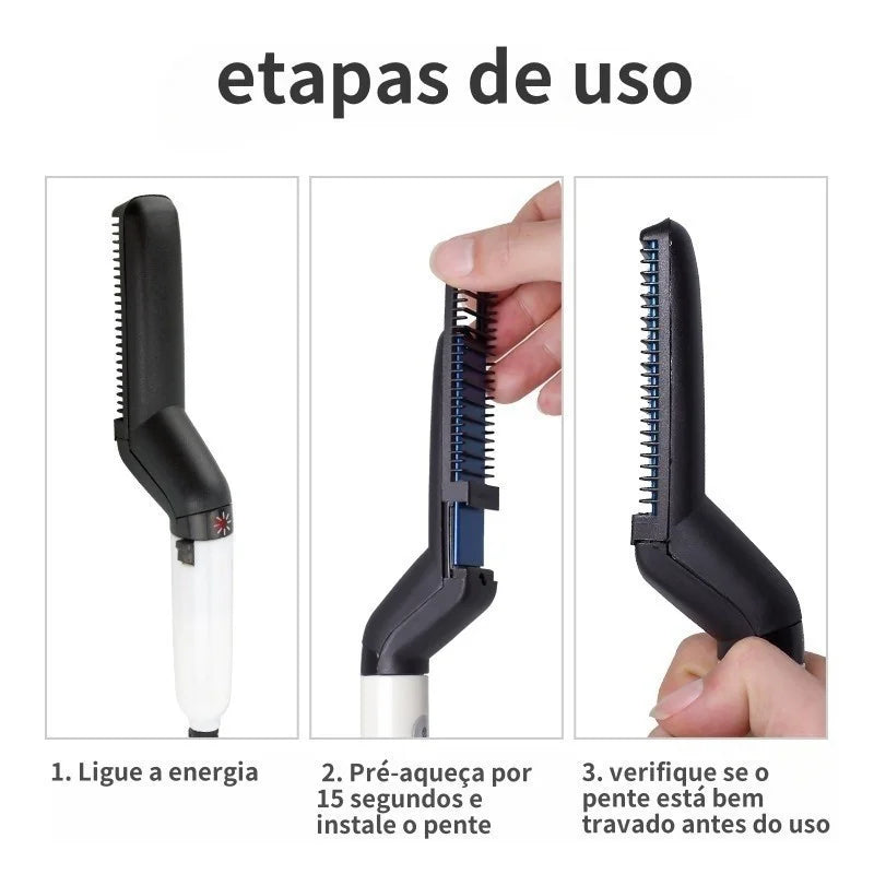 Chapinha Masculina 2 em 1 Prancha Modeladora e Alisadora de Cabelo e Barba