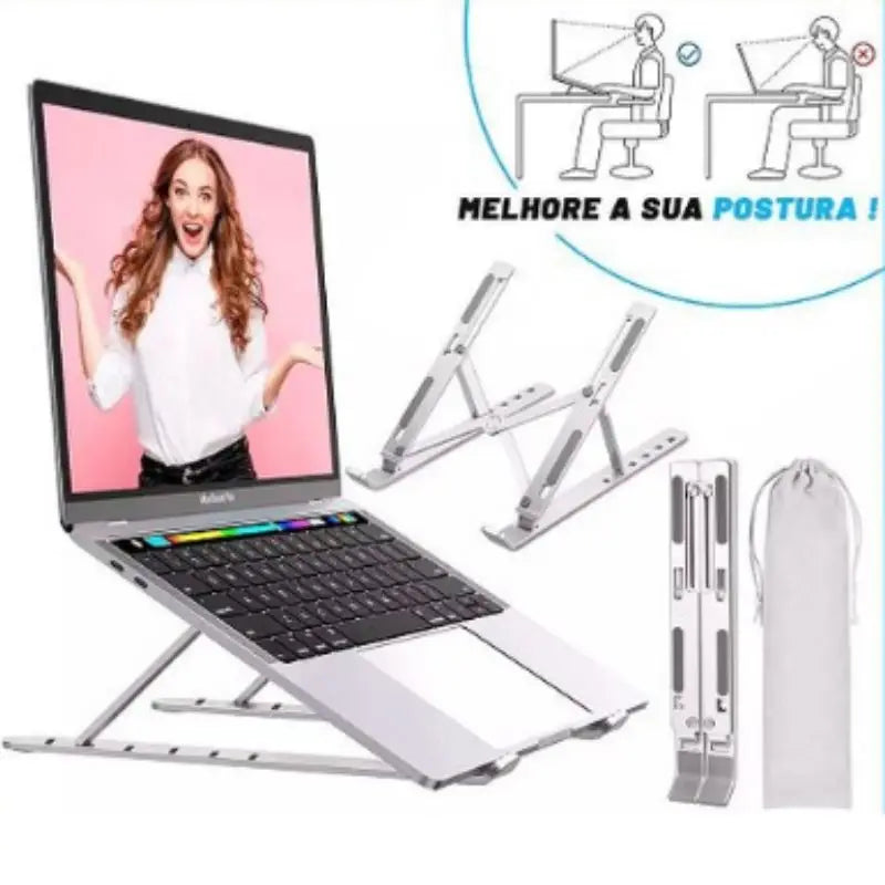 Suporte De Alumínio Ajustável/Regulável Para Notebook