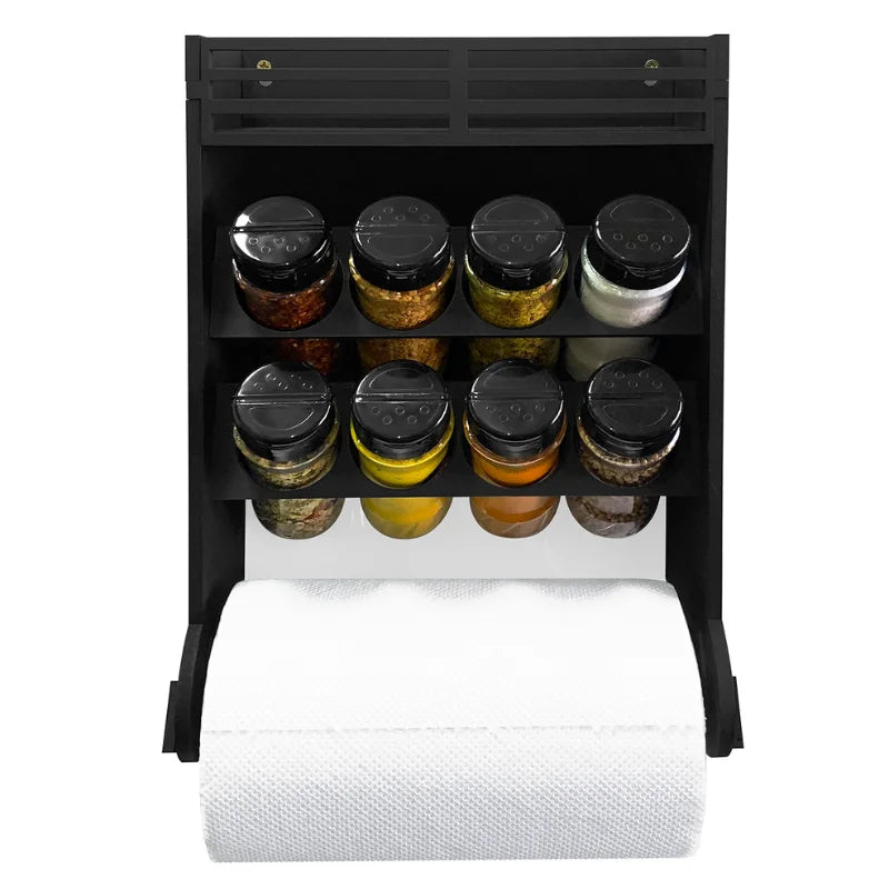 Porta Temperos com Suporte MDF  - Tampa Dosadora Dupla 130ml - 8un