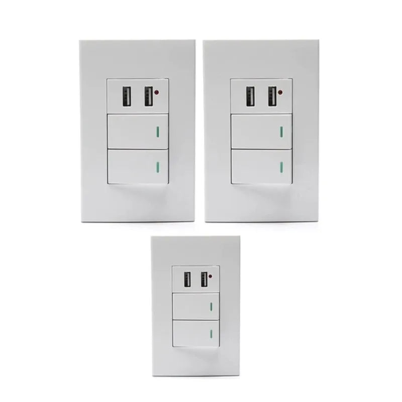 Tomada de Parede 110/250V com 2 Entradas USB e Interruptor 10A