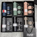 Kit Garrafa Térmica Inox 500ml + 3 Xícaras Bebidas Fria ou Quente