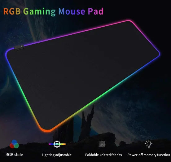 Mouse Pad Gamer Grande Velocidade (Led 7 Cores) -À Prova D'água 30cm x 80cm