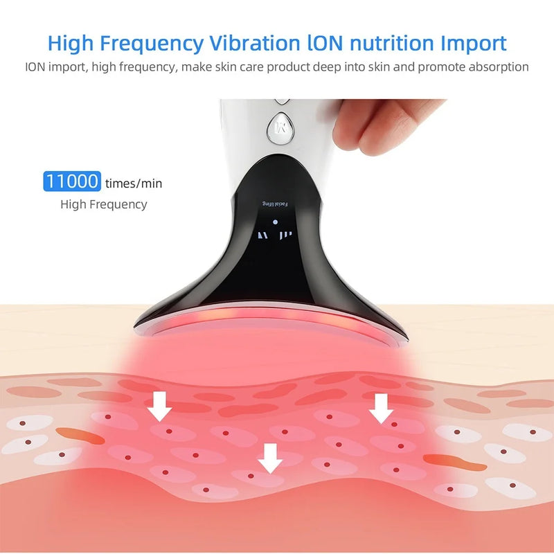 Massageador ION de Lifting Facial Redutor de Papada, LED - Rejuvenescimento e Antirrugas