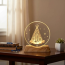 Luminária Nossa Senhora Aparecida USB 8 cm em Vidro Abajur Luz LED Decorativa Decoração Católica