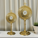 Ostensorio de Mesa JHS Eucaristia Enfeite Decoração Metal Dourado