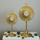 Ostensorio de Mesa JHS Eucaristia Enfeite Decoração Metal Dourado