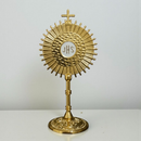 Ostensorio de Mesa JHS Eucaristia Enfeite Decoração Metal Dourado