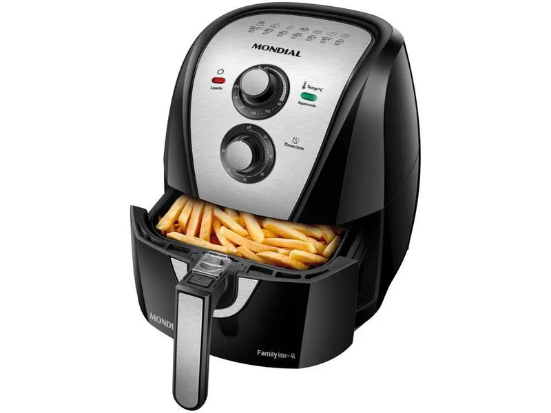 Air Fryer Mondial AFN-40-BI 4L - Preto Inox com Timer e Cesto Quadrado