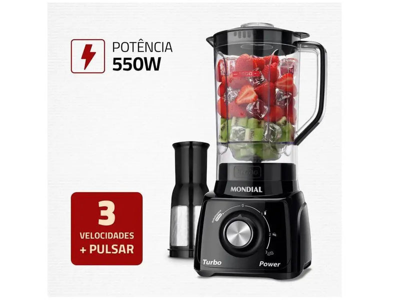 Liquidificador Mondial Turbo Power L-99 500W Copo 2,2L Preto -Voltagem: 110V