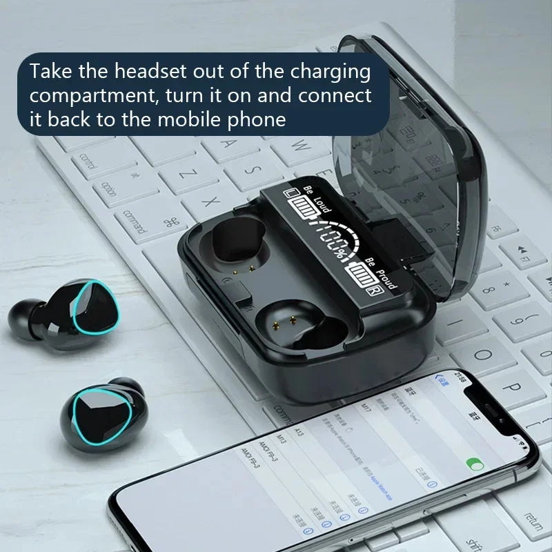 Fones de Ouvido Sem Fio Bluetooth M10 com Microfone e Estojo Recarregável