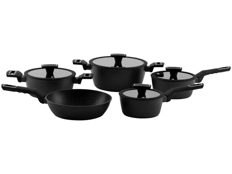 Jogo de Panelas Brinox Ceramic Life Carbon - 5 Peças - Antiaderente Preto