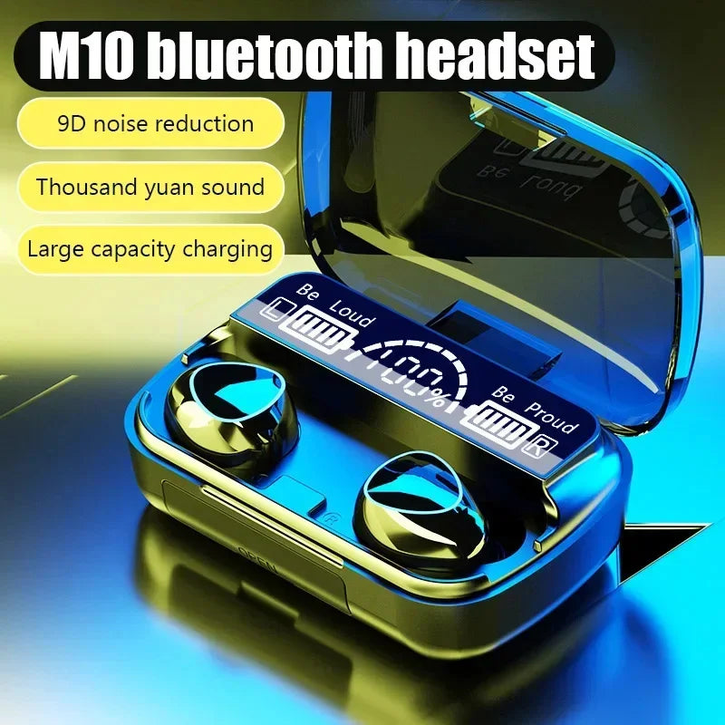 Fones de Ouvido Sem Fio Bluetooth M10 com Microfone e Estojo Recarregável