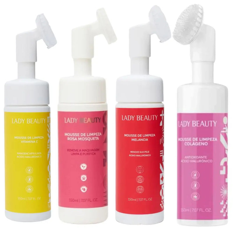 Kit 4 Sabonete Mousse de Limpeza Facial Lady Beauty 150ml