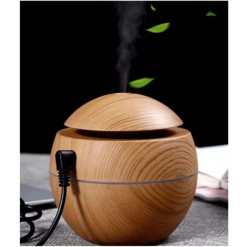 Umidificador de ar Acabamento em Madeira -USB Recarregável  -Aromaterapia.