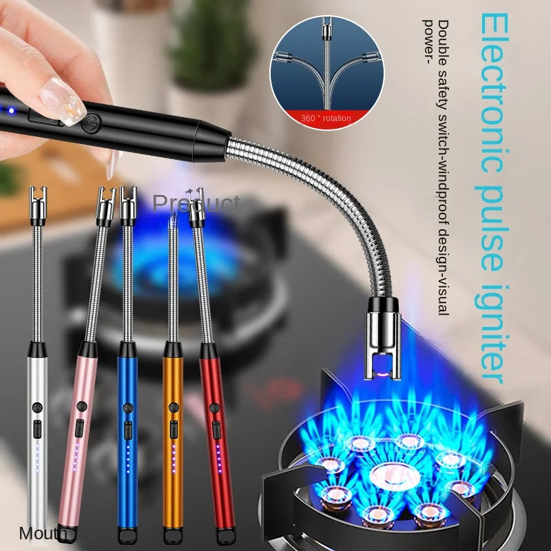 Acendedor Elétrico Recarregável USB Haste Flexível 360°