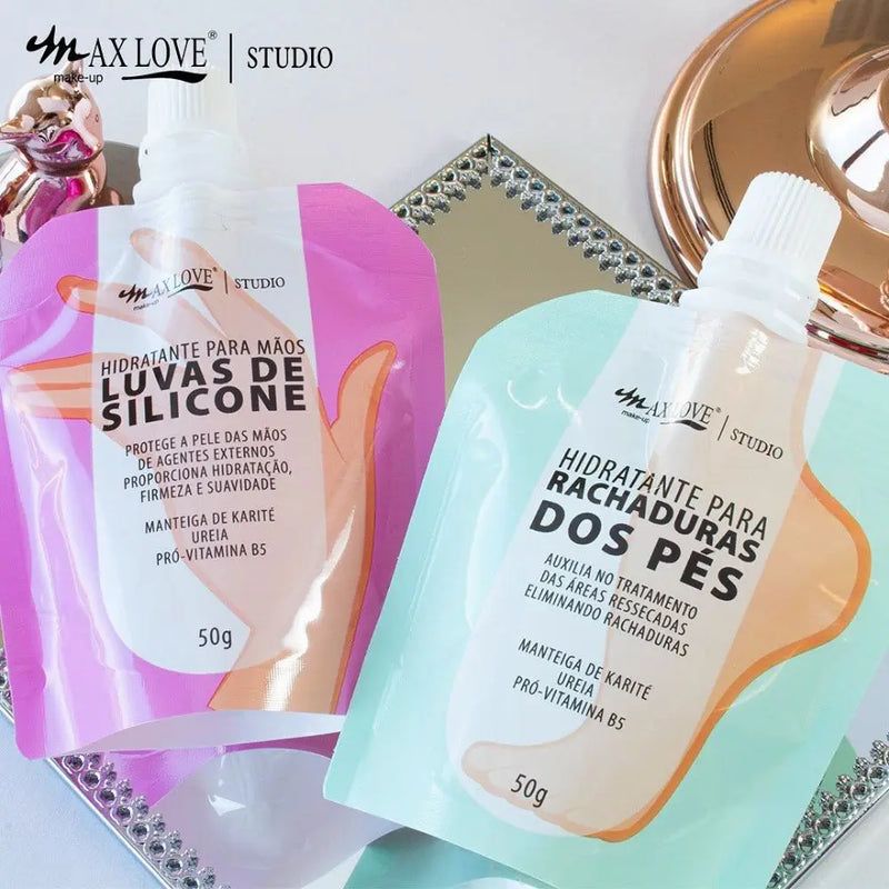 Kit Creme Hidratante Mãos Luvas Silicone e Pés Rachados -Max Love