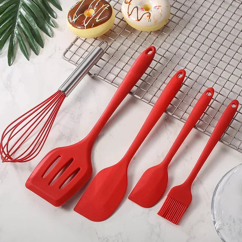 Kit Utensílios em Silicone Antiaderente Resistente ao Calor (5un)