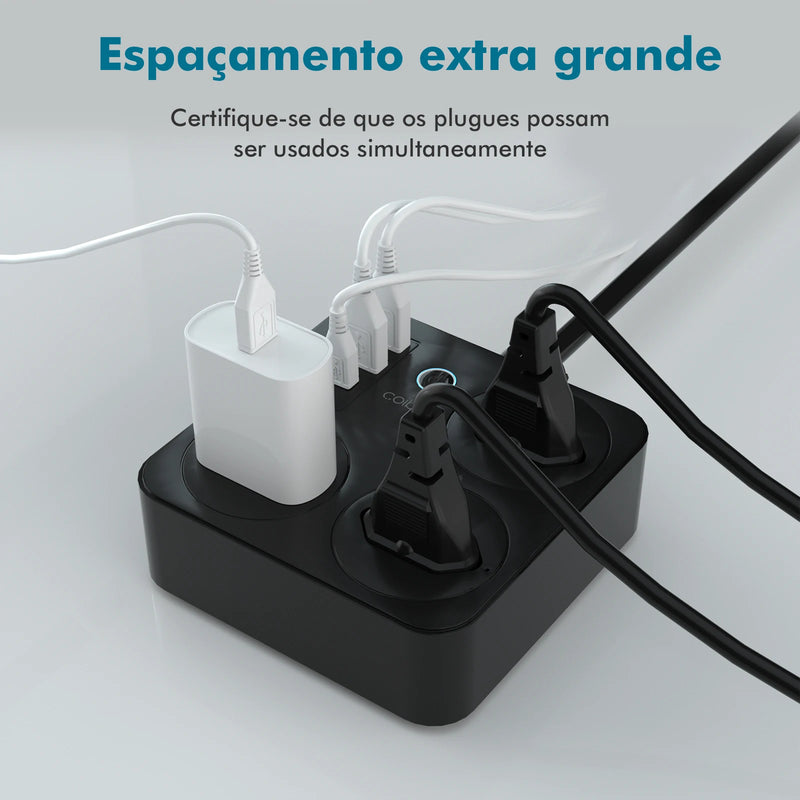 Tomada de Extensão USB - Interruptor mestre liga/desliga