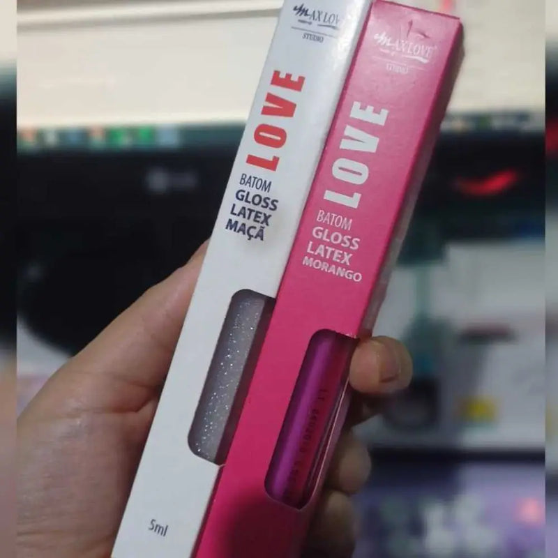 Kit 3 Gloss Labial Latex Max Love Cores Mais Vendidas Colorless, Morango e Maçã