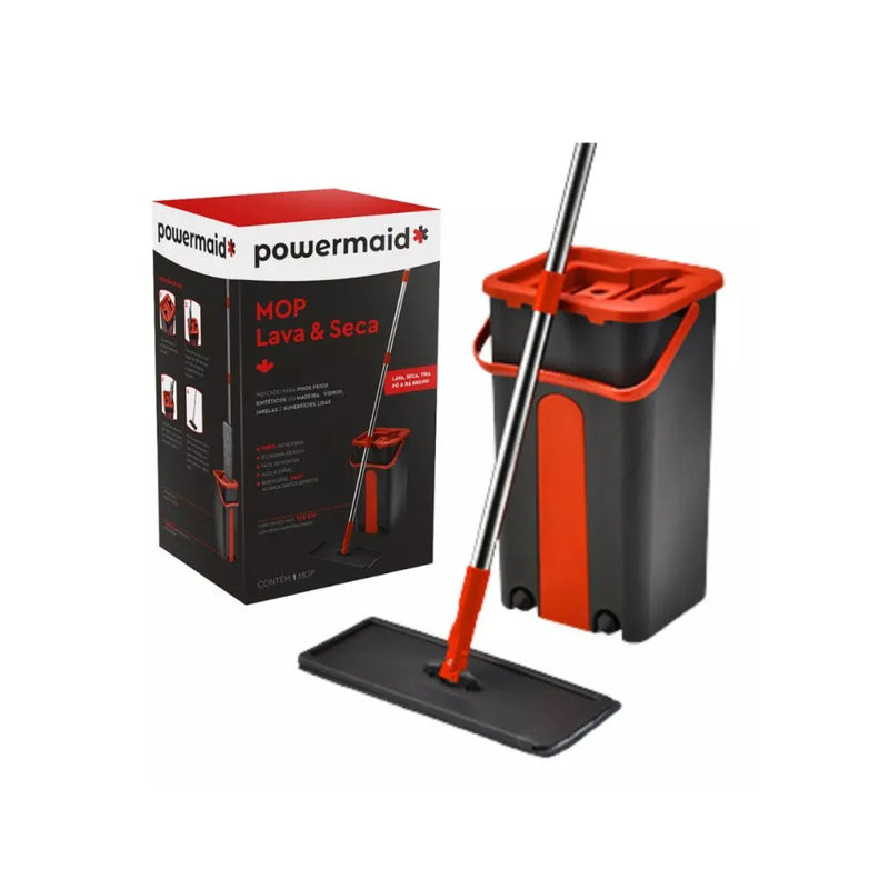 Mop Flat com Balde Lavagem Automática e Refil de Microfibra