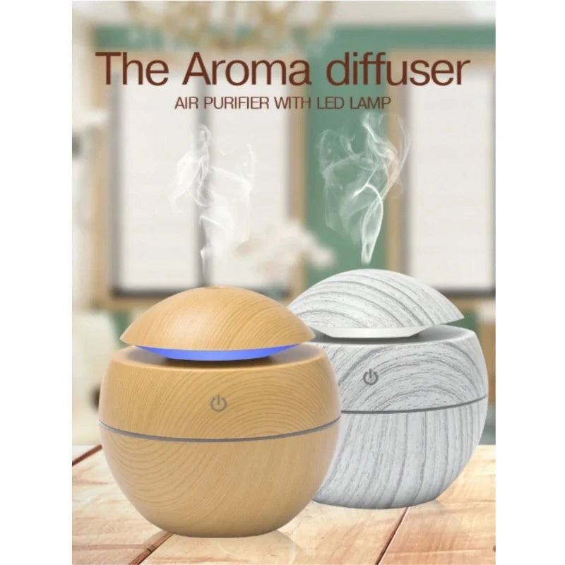Umidificador de ar Acabamento em Madeira -USB Recarregável  -Aromaterapia.
