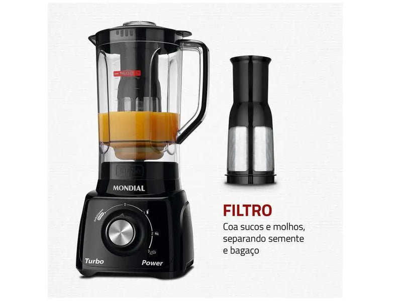 Liquidificador Mondial Turbo Power L-99 500W Copo 2,2L Preto -Voltagem: 110V