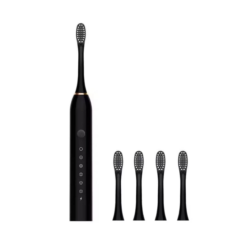 Escova de Dentes Elétrica Ultrassônica Recarregável com 4 Cabeças Substituíveis