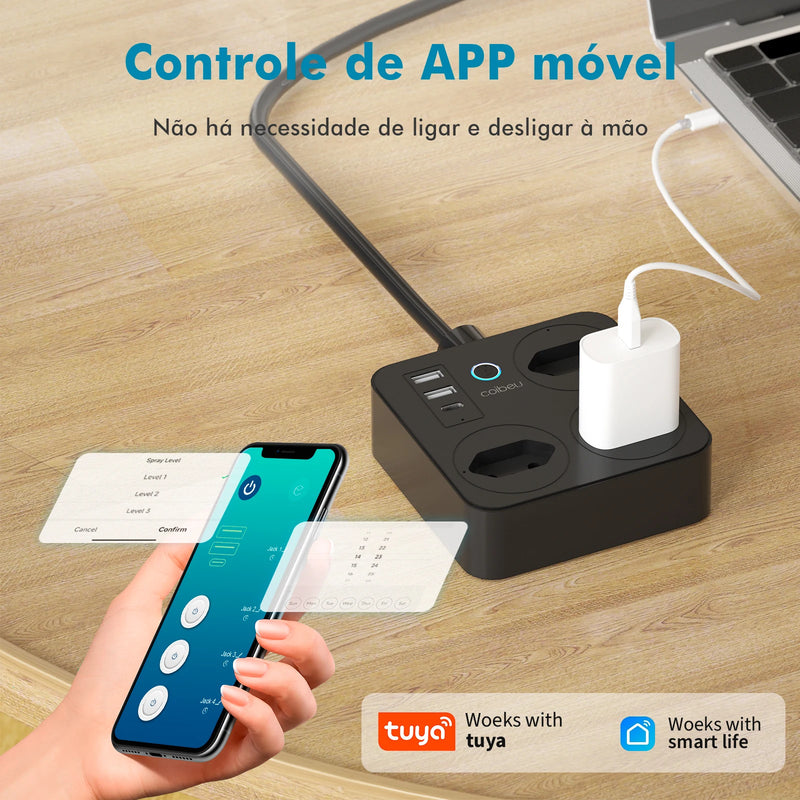 Tomada de Extensão USB - Interruptor mestre liga/desliga