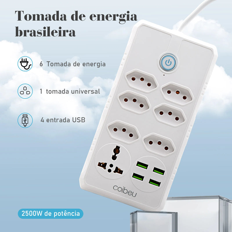 Tomada de Extensão USB - Interruptor mestre liga/desliga