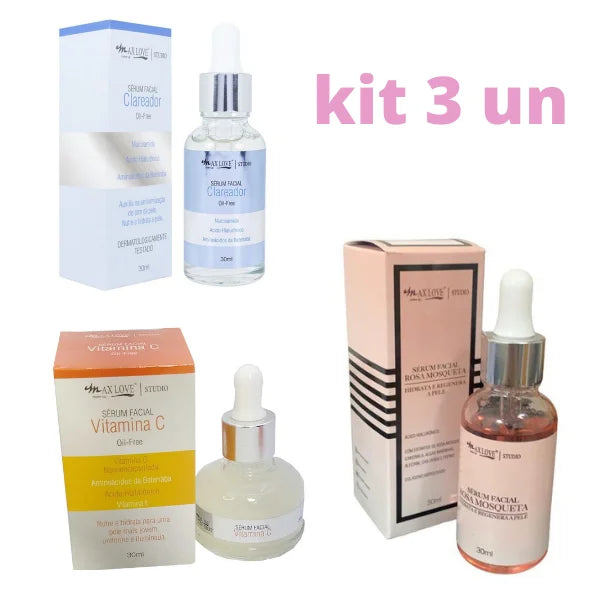 Trio Essencial -Rosa Mosqueta +Vitamina C + Clareador  - kit 3 un