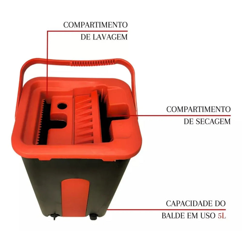 Mop Flat com Balde Lavagem Automática e Refil de Microfibra