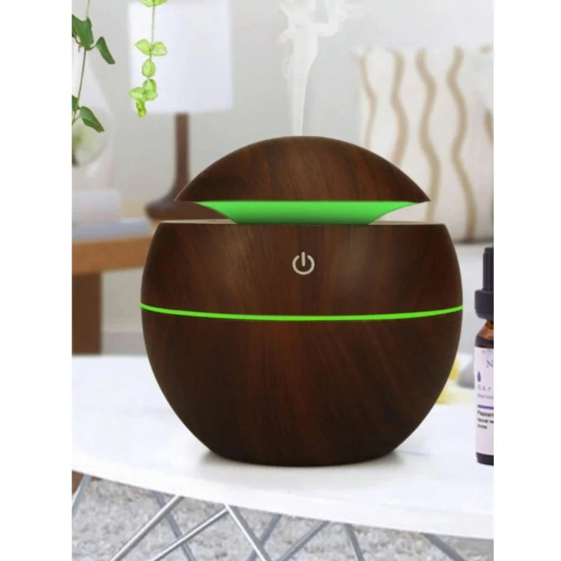 Umidificador de ar Acabamento em Madeira -USB Recarregável  -Aromaterapia.