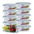 Potes Retangulares de Vidro com Tampa Hermética 370ml - 10 un