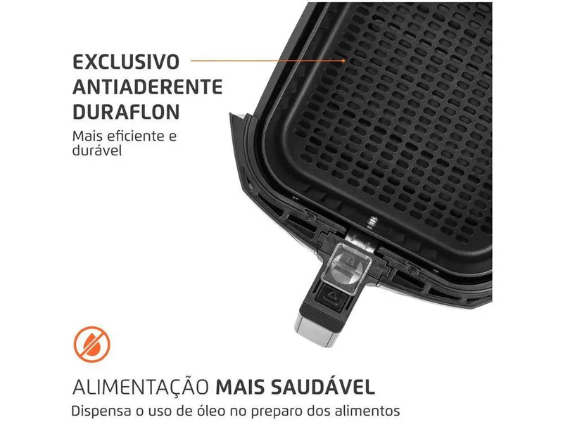 Air Fryer Mondial AFN-40-BI 4L - Preto Inox com Timer e Cesto Quadrado