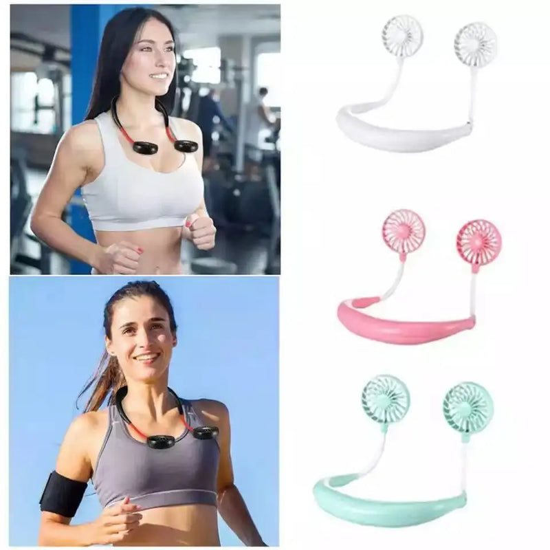 Mini Ventilador Duplo, -Portátil -3 velocidades, -Recarregável Alta Duração