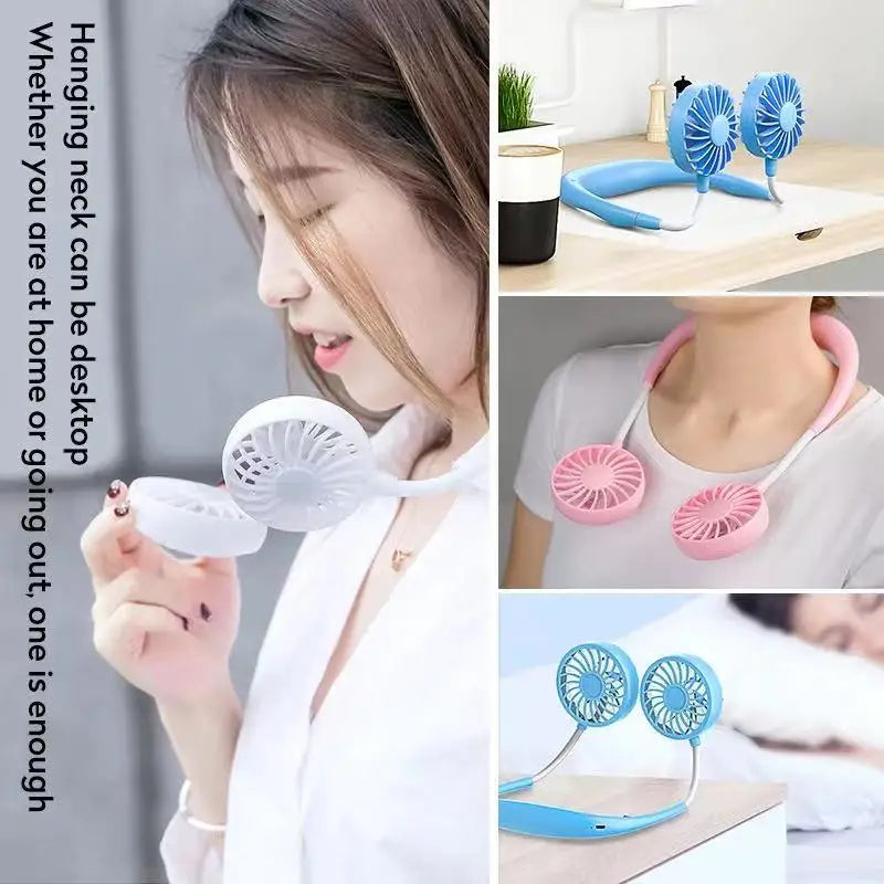 Mini Ventilador Duplo, -Portátil -3 velocidades, -Recarregável Alta Duração