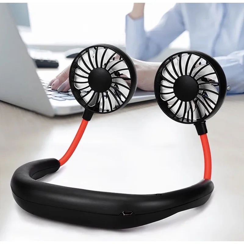 Mini Ventilador Duplo, -Portátil -3 velocidades, -Recarregável Alta Duração