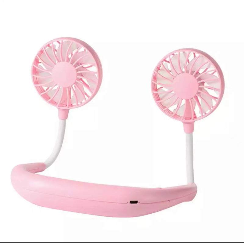 Mini Ventilador Duplo, -Portátil -3 velocidades, -Recarregável Alta Duração