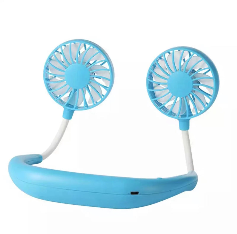 Mini Ventilador Duplo, -Portátil -3 velocidades, -Recarregável Alta Duração