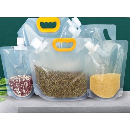 Kits Sacola De Armazenamento De Grãos Transparente Auto-Suportante Para Bocal Arroz Cereais Selados