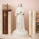 Imagem Santa Rita Resina Maciça Branca Presente Decorativo Devoção Fé Igreja Capela Casa Oração